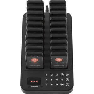 restaurant pager system, wireless 400m long range lineup waiting queue signal, guest customer calling beepers with vibration & flashing, 20 buzzers for food truck, church, nursery, hospital
