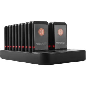 restaurant pager system, wireless 400m long range lineup waiting queue signal, guest customer calling beepers with vibration & flashing, 20 buzzers for food truck, church, nursery, hospital