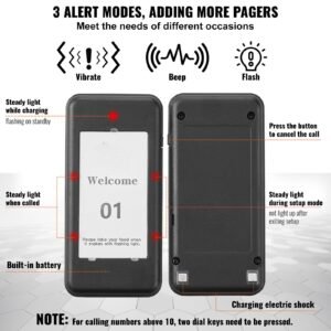 restaurant pager system, wireless 500m long range lineup waiting queue signal, guest customer calling beepers with vibration & flashing, 16 buzzers for food truck, church, nursery, hospital