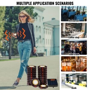 restaurant pager system, wireless 500m long range lineup waiting queue signal, guest customer calling beepers with vibration & flashing, 20 buzzers for food truck, church, nursery, hospital