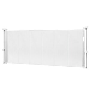 Retractable Baby Gate, 34 inch Tall, Extends up to 71 inch Wide, Retractable Gate for Kids or Pets, Mesh Material, Easy to Install for Indoor Stairs, Doorways, Hallways, Playrooms, White