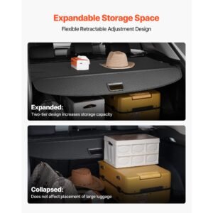 retractable cargo cover, carbon fiber texture trunk cover, anti peeping luggage privacy shield, seamless fixation shade, extended version for gmc terrain & chevrolet equinox 2018 2024 5 seater