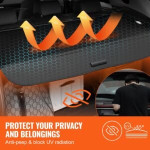 retractable cargo cover for honda, upgraded waterproof trunk cover security shield shade for honda crv 2023 2025 5 seater, uv resistant rear trunk cover with aluminum alloy & pvc leather texture