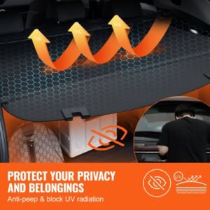 retractable cargo cover for mazda, upgraded waterproof trunk cover security shield shade for mazda cx 5 2017 2025 5 seater, uv resistant rear trunk cover, aluminum alloy & pvc leather texture