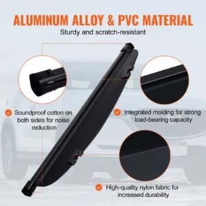 retractable cargo cover for mazda, upgraded waterproof trunk cover security shield shade for mazda cx 5 2017 2025 5 seater, uv resistant rear trunk cover, aluminum alloy & pvc leather texture