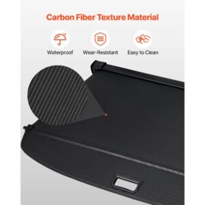 retractable cargo cover, upgraded carbon fiber texture trunk cover, anti peeping luggage privacy shield, easy installation security shade car accessories, for toyota rav4 2019 2025 5 seater