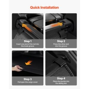 retractable cargo cover, upgraded carbon fiber texture trunk cover, anti peeping luggage privacy shield, easy installation security shade car accessories, for toyota rav4 2019 2025 5 seater
