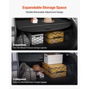retractable cargo cover, upgraded carbon fiber texture trunk cover, anti peeping luggage privacy shield, easy installation security shade with cargo net, for hyundai tucson 2021 2025 5 seater