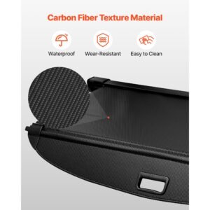retractable cargo cover, upgraded carbon fiber texture trunk cover, anti peeping luggage privacy shield, easy installation security shade with cargo net, for hyundai tucson 2021 2025 5 seater