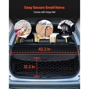 retractable cargo cover, upgraded carbon fiber texture trunk cover, anti peeping luggage privacy shield, easy installation security shade with cargo net, for hyundai tucson 2021 2025 5 seater