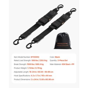 retractable ratchet straps, 2 in x 2 ft ratchet tie down straps with security lock s hooks, 2 pack heavy duty ratchet tie down straps with 1500 lbs break strength, for trailers, vehicles, boat