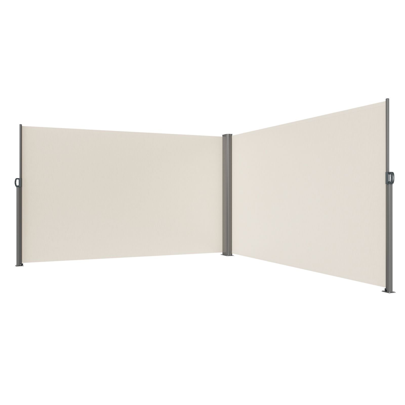 retractable side awning, 71''x 236'' aluminum outdoor privacy screen, 280g polyester water proof retractable patio screen, uv 30+ room divider wind screen for patio, backyard, balcony, beige