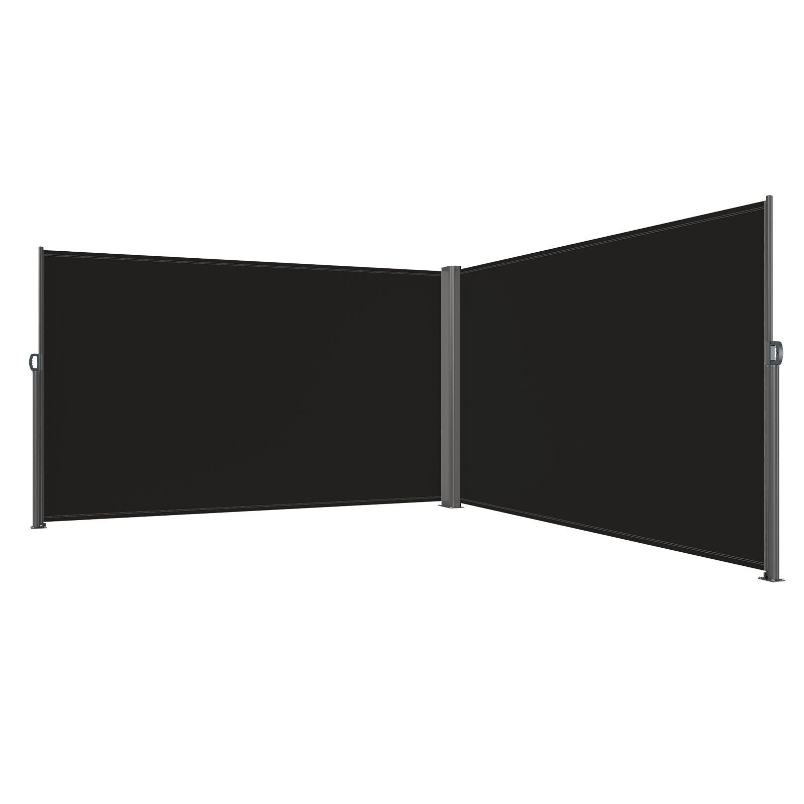 retractable side awning, 71''x 236'' aluminum outdoor privacy screen, 280g polyester water proof retractable patio screen, uv 30+ room divider wind screen for patio, backyard, balcony, black