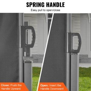 retractable side awning, 79''x 236'' outdoor privacy screen, 180g polyester water proof retractable patio screen, uv 30+ room divider wind screen for patio, backyard, balcony, gray