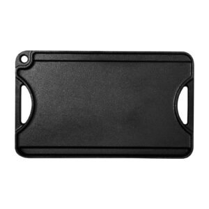 reversible grill/griddle, 14x8.5 inch pre seasoned cast iron griddle, portable rectangular pan with handle, family cookware for indoor/outdoor stove top burner, gas, camping bbq, black
