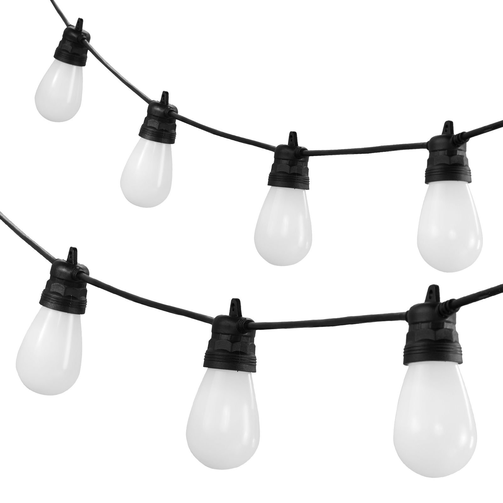 rgb outdoor string lights, 100ft, outside patio lights with app control 30 bulbs, 15 single color adjustable brightness time setting, waterproof hanging lights for halloween decoration christmas