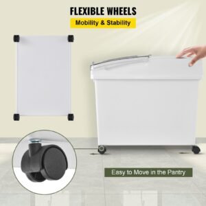 rice storage container, 10.5gallon/40l x3 capacity large dog food dispenser bin, kitchen ingredient grain cereal flour bin, pet food containers with wheels, 3 scoops, and airtight lid, 3 pack