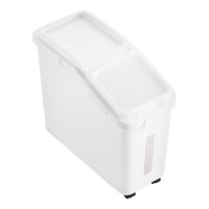 rice storage container, 11.4gallon/50l capacity large dog food dispenser bin, kitchen ingredient grain cereal flour bin, pet food containers with wheels, scoop, scale line, airtight lid, 1 pack
