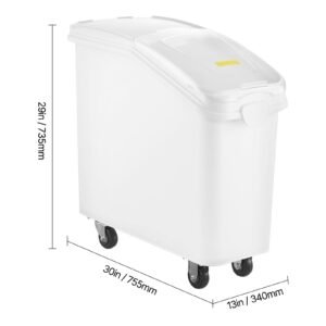 rice storage container, 21gallon/80l capacity large dog food dispenser bin, kitchen ingredient grain cereal flour bin, pet food containers with wheels, scoop, and airtight lid, 1 pack