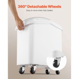 rice storage container, 21gallon/80l capacity large dog food dispenser bin, kitchen ingredient grain cereal flour bin, pet food containers with wheels, scoop, and airtight lid, 1 pack