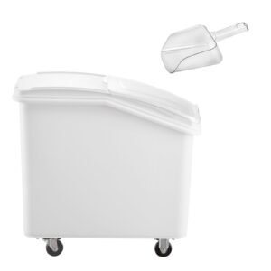 rice storage container, 27gallon/100l capacity large dog food dispenser bin, kitchen ingredient grain cereal flour bin, pet food containers with wheels, scoop, and airtight lid, 1 pack