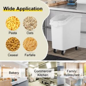 rice storage container, 27gallon/100l capacity large dog food dispenser bin, kitchen ingredient grain cereal flour bin, pet food containers with wheels, scoop, and airtight lid, 1 pack