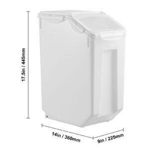 rice storage container, 4.5gallon/20l x2 capacity large dog food dispenser bin, kitchen ingredient grain cereal flour bin, pet food containers with wheels, 2 measuring cups, airtight lid, 2 pack