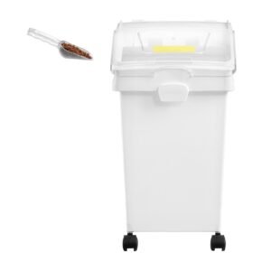 rice storage container, 6.6gallon/25l x3 capacity large dog food dispenser bin, kitchen ingredient grain cereal flour bin, pet food containers with wheels, 3 scoops, and airtight lid, 3 pack