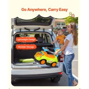 ride on push car, push car for toddler 19 to 36 months, around buggy with guardrails, handle & under seat storage, 55 lbs load capacity, foot to floor walker for boys girls, green