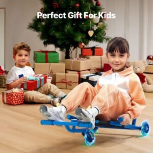 ride on scooter, load capacity of 132 lbs, swing side to side for amazing ride powered by zig zag motion, ride on drifting toy for ages 4+, rides on any hard surface for indoor & outdoor, blue