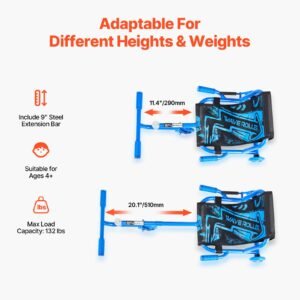 ride on scooter, load capacity of 132 lbs, swing side to side for amazing ride powered by zig zag motion, ride on drifting toy for ages 4+, rides on any hard surface for indoor & outdoor, blue