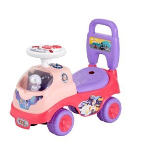 ride on toddler push car, push car for toddler 19 to 36 months, kids ride on toy with horn & music, 48.5 lbs load capacity, under seat storage, foot to floor walker for toddlers boys girls, pink