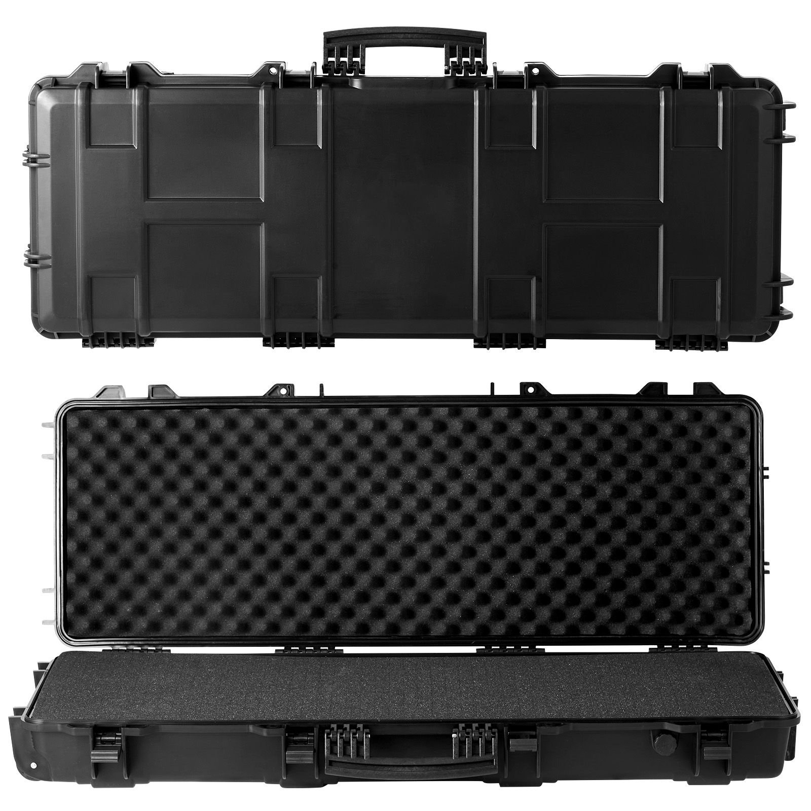 rifle case, rifle hard case with 3 layers fully protective foams, 42 inch lockable hard gun case with wheels, ip67 waterproof & crushproof, for two rifles or shotguns, airsoft gun