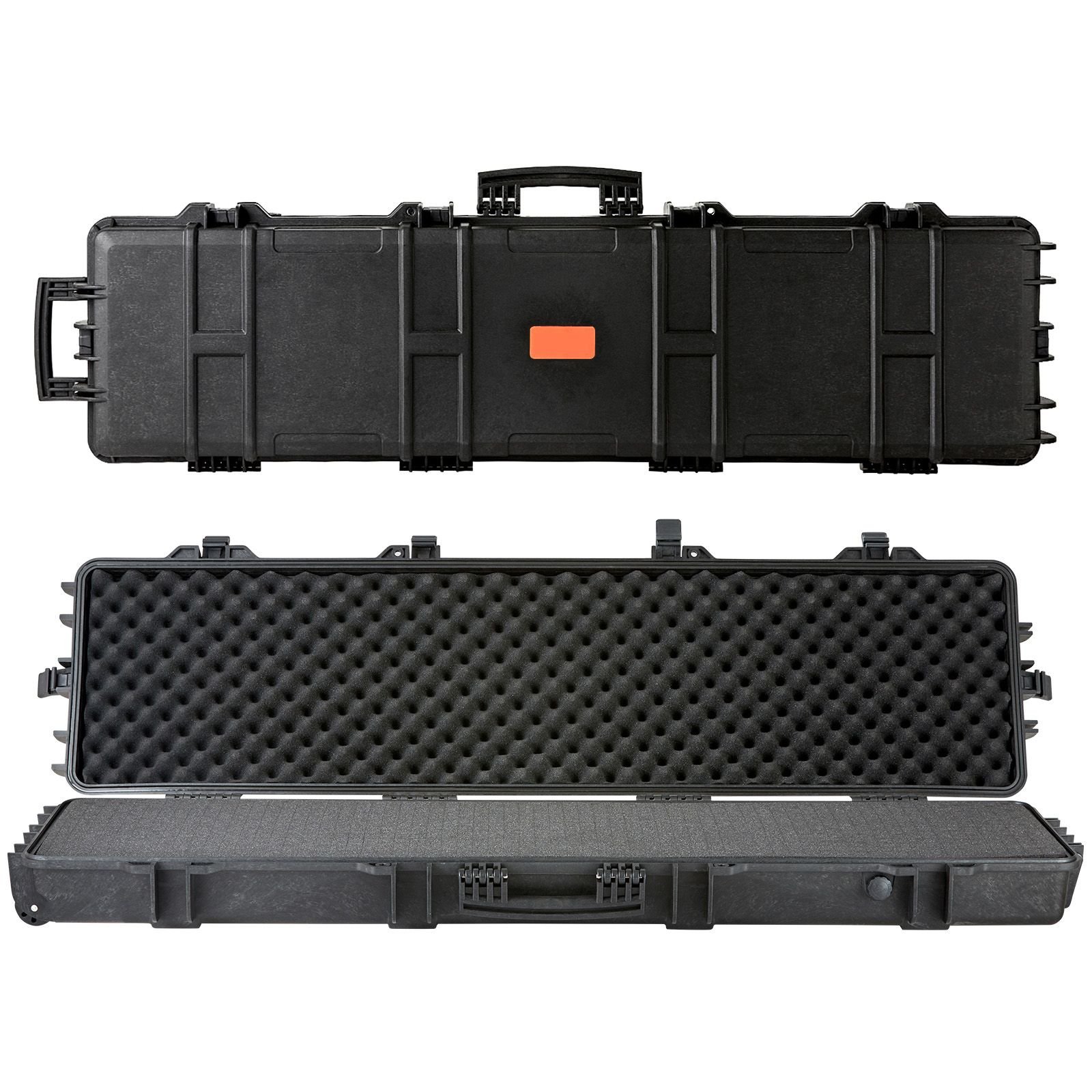rifle case, rifle hard case with 3 layers fully protective foams, 50 inch lockable hard gun case with wheels, ip67 waterproof & crushproof, for two rifles or shotguns, airsoft gun