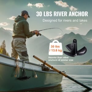 river anchor, 30 lbs boat anchor cast iron black vinyl coated, marine grade mushroom anchor for boats up to 30 ft, impressive holding power in river and mud bottom lakes