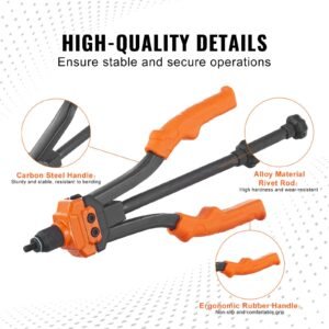 rivet nut tool, 14 in rivnut tool kit with 7 pcs metric and sae mandrels, 70 pcs assorted rivet nuts, 10 24, 1/4 20, m6, 5/16 18, m8, 3/8 16, m10, with rugged carrying case, for diy, repairs