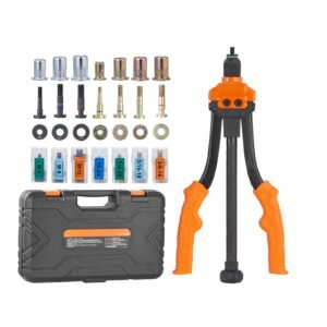 Rivet Nut Tool, 14' Rivnut Tool Kit with 7 PCS Metric and SAE Mandrels, 70 PCS Assorted Rivet Nuts, 10-24, 1/4-20, M6, 5/16-18, M8, 3/8-16, M10, Rivet Nut Kit With Rugged Carrying Case
