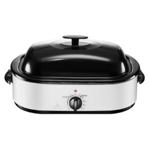 Roaster Oven, 18QT Electric Roaster Oven, 150-450 F Adjustable Temp Electric Roasting Pan, Multifunctional Electric Roaster Oven with Self-Basting Lid, Removable Pan and Rack for Holiday
