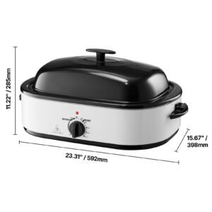 roaster oven, 18qt electric roaster oven, 150 450 f adjustable temp electric roasting pan, multifunctional electric roaster oven with self basting lid, removable pan and rack for holiday