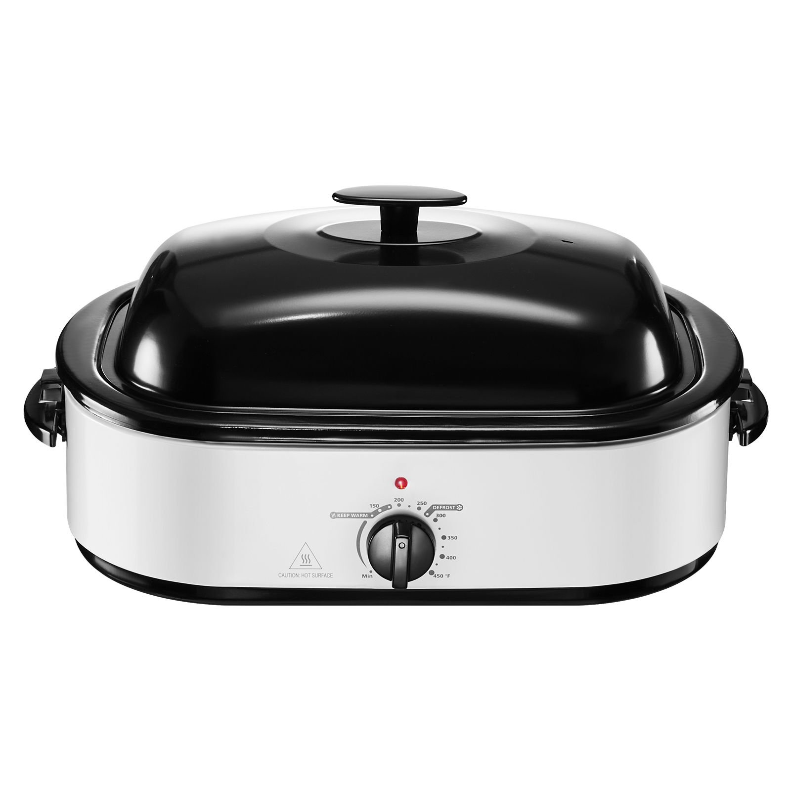 roaster oven, 18qt electric roaster oven, 150 450 f adjustable temp electric roasting pan, multifunctional electric roaster oven with self basting lid, removable pan and rack for holiday