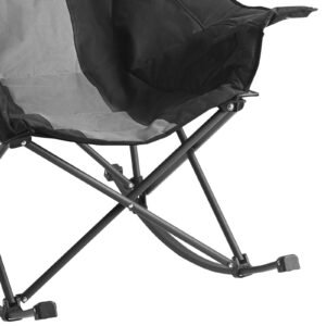 Rocking Camping Chair, Portable Folding Rocker, Heavy-Duty Lawn Chair Recliner with Cupholder & Pocket, Supports 225lbs, Fully Padded Camp Chairs for Outdoor Patio Backyard Porch Garden