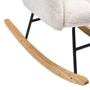 rocking chair nursery, glider rocking chair with soft seat and high backrest, 250 lbs weight capacity teddy fabric, upholstered glider rocker chair for nursery, bedroom, living room, ivory white