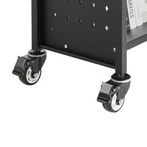 rolling library book cart, 330 lbs capacity, 30.3 x 15 x 48.0 inch library cart, single sided v shaped shelves with 3 inch lockable wheels, book truck for home shelves office and school, black