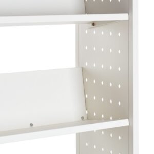 rolling library book cart, 330 lbs capacity, 30.3 x 15 x 48.0 inch library cart, single sided v shaped shelves with 3 inch lockable wheels, book truck for home shelves office and school, white