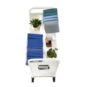 rolling library book cart, 330 lbs capacity, 38.2 x 20.3 x 48.2 inch library cart, double sided w shaped shelves with 3 inch lockable wheels, book truck for home shelves office and school, white