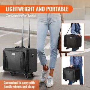 rolling makeup train case large storage 3 tiers, convenient carry with handle, wheels, strap, professional makeup storage organizer box make up carrier waterproof oxford, black
