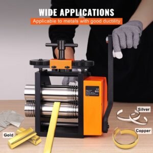 rolling mill, 2.95"/75 mm jewelry rolling mill machine, 1: 2 gear ratio, 3 in 1 multi function rolling mill, 0.03 6.5mm press thickness for metal jewelry making sheet square wire semicircle