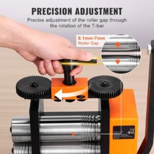 rolling mill, 3"/76 mm jewelry rolling mill machine, 1: 2 gear ratio, 3 in 1 multi function rolling mill, 0.1 7mm press thickness for metal jewelry making sheet square wire semicircle pattern
