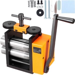 rolling mill, 3"/76 mm jewelry rolling mill machine, 1: 2 gear ratio, 3 in 1 multi function rolling mill, 0.1 7mm press thickness for metal jewelry making sheet square wire semicircle pattern