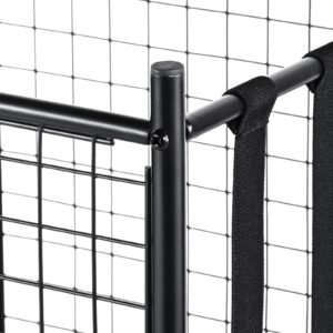 rolling sports ball storage cart, lockable basketball cage with elastic straps, sport equipment holder organizer for indoor outdoor, steel storage rack for garages, playgroup, gym and schools